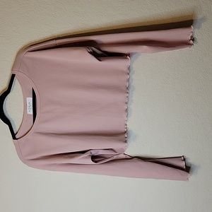 Sonja Pink Crop Top Ribbed shirt long sleeves size Medium NWT